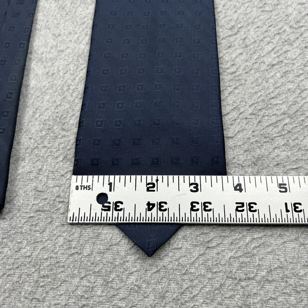 Valentino 100% Silk Tie Mens Blue Geometric Square Italy Made Luxury Designer